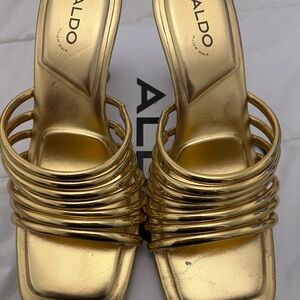 Aldo Metallic Gold Strappy Sandals
